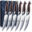 HOSHANHO Steak Knives Set of 6, 4.5 Inch Non Serrated Steak Knife Set