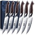 HOSHANHO Steak Knives Set of 6, Ultra Sharp 4.5 In Serrated Steak Knife Set