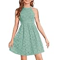 HOSIKA Flower Girl Dress Halter Neck Elegant Floral Lace A-line Party Dress
