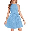 HOSIKA Flower Girl Dress Halter Neck Elegant Floral Lace A-line Party Dress