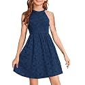 HOSIKA Flower Girl Dress Halter Neck Elegant Floral Lace A-line Party Dress