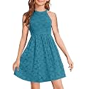 HOSIKA Flower Girl Dress Halter Neck Elegant Floral Lace A-line Party Dress