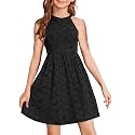 HOSIKA Flower Girl Dress Halter Neck Elegant Floral Lace A-line Party Dress