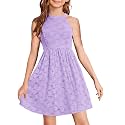 HOSIKA Flower Girl Dress Halter Neck Elegant Floral Lace A-line Party Dress