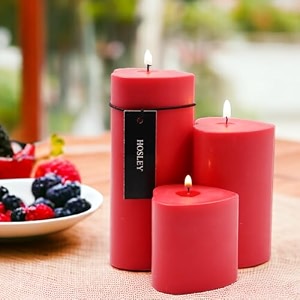 hosley apple cinnamon fragrance pillar candles candles for decoration and gifting heart shape scented pillar candles perfect for home decor anniversary birthday pack of 3variable sizes