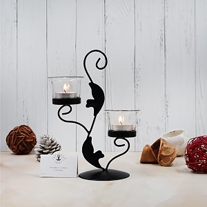 Hosley Clear Glass Tealight Candle HoldersBlack Tealight