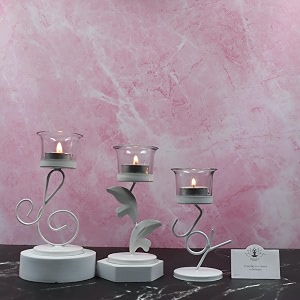 Hosley Clear Glass Tealight Candle HoldersWhite Tealight