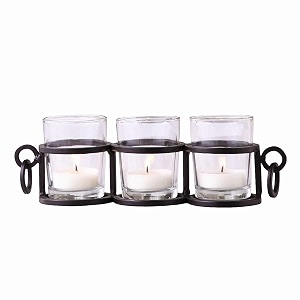 HOSLEY Clear Glass Tealight Candle Holders Black