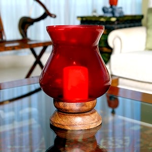 hosley pillar candle holder beautiful table top candle holder with pillar candle wood amp glass red pack of 1