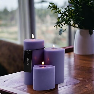 hosley pack of 3variable sizes lavender fields fragrance pillar candlesheart shape scented pillar candles perfect for home decorlighting wedding giftinglong burn time