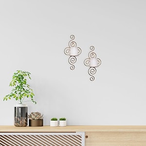 hosley wall candle scone set of 2 elegant swirling iron hanging wall mounted decorative candle holder for home decoration