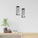 HOSLEY Metal Wall Sconce Pillar Candle Holder| Wall Hanging Tealights Pillar Candle Holder with Two Pillar Candles| Perfect for Home Decor Bed Room Living Room Dining Room Bathroom| Pack of 2