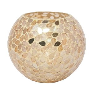 hosley mosaic glass votive tealight candle holder with set of 6 free tealightsgold tealight holder perfect for home decor birthday wedding living room575 inch diameterpack of 1 5 inch long