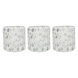 hosley mosaic glass votive tealight candle holder with set of 6 free tealightssilver tealight holder perfect for home decor birthday wedding parties3 inch diameterpack of 3 3 inch long each