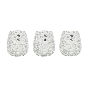 hosley mosaic glass votive tealight candle holder with set of 6 free tealightssilver tealight holder perfect for home decor birthday weddingparties375 inch diameterpack of 3 4 inch long each