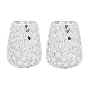 hosley mosaic glass votive tealight candle holder with set of 6 free tealightssilver tealight holder perfect for home decor birthday weddingparties45 inch diameterpack of 2 55 inch long each