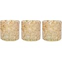 Hosley Mosaic Glass Votive Tealight Candle Holder with Set of 6 Free Tealights|Gold Tealight Holder Perfect for Home Decor, Birthday, Wedding, Living Room|4 Inch Diameter(Pack of 3, 4 Inch Long)