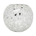 Hosley Mosaic Glass Votive Tealight Candle Holder with Set of 6 Free Tealights|Silver Tealight Holder Perfect for Home Decor, Birthday, Wedding, Parties|5.75 Inch Diameter(Pack of 1, 5 Inch Long)