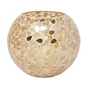 Hosley Mosaic Glass Votive Tealight Candle Holder with Set of 6 Free Tealights|Gold Tealight Holder Perfect for Home Decor, Birthday, Wedding, Living Room|5.75 Inch Diameter(Pack of 1, 5 Inch Long)