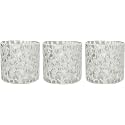 Hosley Mosaic Glass Votive Tealight Candle Holder with Set of 6 Free Tealights|Silver Tealight Holder Perfect for Home Decor, Birthday, Wedding, Parties|4 Inch Diameter(Pack of 3, 4 Inch Long Each)