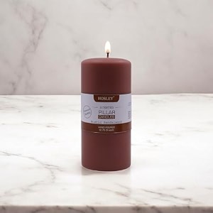 hosley 6 inch long rustic sandalwood fragrance brown pillar candles soy amp paraffin wax candles for home decor party wedding gifting90 hours burn time275 inch diameterpack of 1