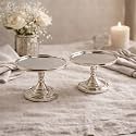 Hosley Set of 2 Metal Pillar Candle Holders 3 Inch High Candle Stands Ideal Gift for Weddings Bridal Party Spa Reiki Meditation Votive Pillar Candle Gardens, Silver