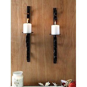 hosley metal candle holder 75 cm x 37 cm x 20 cm black set of 2