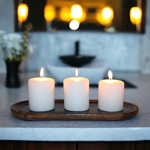 hosley set of 3 unscented pillar candles with wooden incense stick holder gift set for home decorlighting giftingwith wooden traywith free fourty incense stickspack of 1