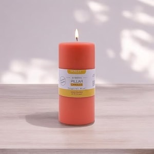 hosley 6 inch long tropical mist fragrance yellow pillar candles soy amp paraffin wax candles for home decor wedding party gifting90 hours burn time275 inch diameterpack of 1