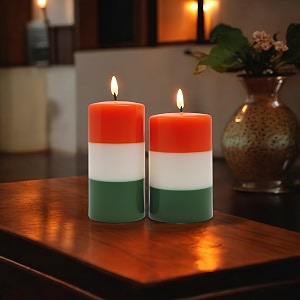 hosley unscented pillar candlestri color tiranga candlessmokelessindependence day special for home decorpack of 2-4 inch amp 6 inch candle