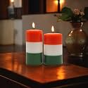 HOSLEY Unscented Pillar Candles|Tri Color Tiranga Candles|Smokeless|Independence Day Special for Home Decor|Pack of 2-4 Inch & 6 Inch Candle