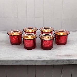 hosley votive tealight glass candle holder red tealight glass candle holder perfect for home decor birthday wedding parties45 cm diameter pack of 6 45 cm long each with pack of 6 tealights