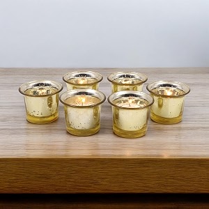 hosley votive tealight glass candle holdergold tealight glass candle holder perfect for home decor birthday weddingparties45 cm diameter  pack of 6 45 cm long each with pack of 6 tealights