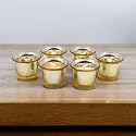 HOSLEY Votive Tealight Glass Candle Holder|Gold Tealight Glass Candle Holder Perfect for Home Decor, Birthday, Wedding,Parties|4.5 cm Diameter | Pack of 6, 4.5 cm Long Each with Pack of 6 Tealights