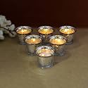 HOSLEY Votive Tealight Glass Candle Holder|Silver Tealight Glass Candle Holder Perfect for Home Decor|4.5 cm Diameter|Pack of 6 (4.5 cm Long Each with Pack of 6 Tealights)