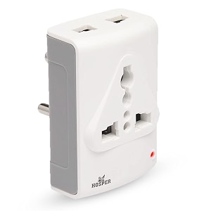 universal travel adapter 3 pin multi plug socket with protector amp indicator indian to international all in one worldwide travel adapter with multi type power outlet 6a220-240 voltage travel charger white pack of 1