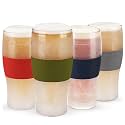 HOST Beer FREEZE Beer Glass Cups Set Drinking Glasses, Freezer Mugs with Gel Double Walled Cool Cups Plastic Multicolor 16oz Set of 4