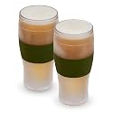 HOST FREEZE Beer Cooling Cups, Frozen Beer Mugs, Freezable Pint Glass Set, Insulated Pint Glass to Keep Your Drinks Cold, Double Walled Insulated Glasses, Gift for Dad,16oz, Set of 2, Olive