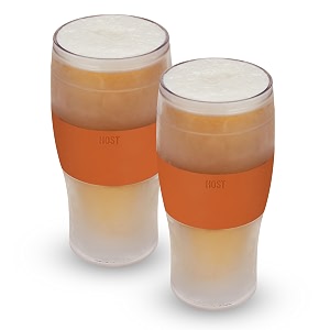 host freeze beer glasses frozen brew mugs freezable pint glass set insulated beer glass to keep your drinks cold double walled insulated glasses gift for dad 16oz set of 2 burnt orange