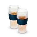 Host FREEZE Beer Glasses, Frozen Mugs, Freezable Pint Set, Keep Your Drinks Cold, Double Walled Insulated Glass, Tumbler for Iced Coffee, 16 oz, Set of 2, Varsity Blue