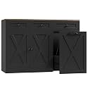 HOSTACK 13 Gal. Kitchen Trash Can Cabinet, 47" W Garbage Can Cabinet, Black