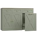 HOSTACK 13 Gal. Kitchen Trash Can Cabinet, 47" W Garbage Can Cabinet, Green