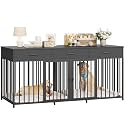 HOSTACK Double Dog Crate, 71"W Indoor Dog Kennel Furniture for 2 Dog, Black