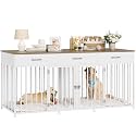 HOSTACK Double Dog Crate, 71"W Indoor Dog Kennel Furniture for 2 Dog, White