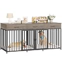 HOSTACK Double Dog Crate, 71" W Indoor Dog Kennel Furniture for 2 Dog, Grey