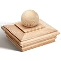Hosuly 1 Pcs 6 x 6 Inch (Actual 5-5/8") Wood Post Caps with Ball Finial