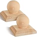 Hosuly 2 Pcs 4" x 4" (Actual 3-5/8") Fence Wood Post Cap with Ball Finial