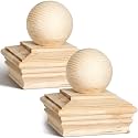 Hosuly 2 Pcs 4 x 4 Inch Wood Post Caps, Cedar Ball Finial