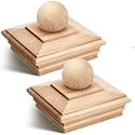 Hosuly 2 Pcs 6 x 6 Inch (Actual 5-5/8") Wood Post Caps with Ball Finial