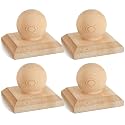 Hosuly 4 Pcs 4" x 4" (Actual 3-5/8") Fence Wood Post Cap with Ball Finial